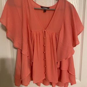 Express women’s blouse. Short sleeve ruffles. Super flattering and comfortable!